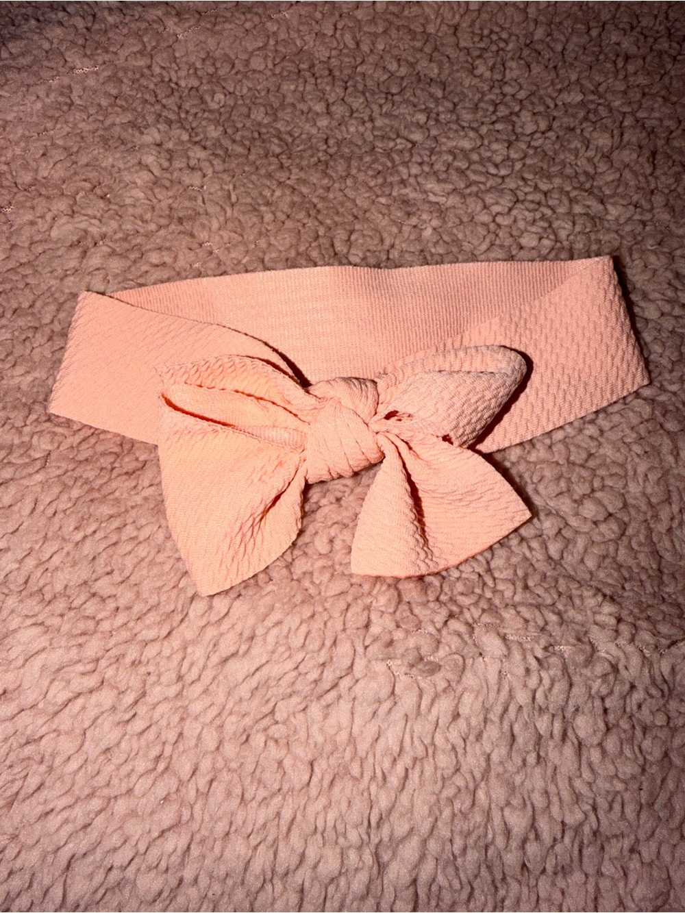 Peach Bow Stretch Headband for Kids
